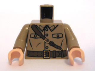 Lego Torso Uniform with Buttons, Pockets, Belt, and Shoulder Strap Pattern / Dark Tan Arms / Light Nougat Hands