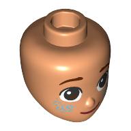 Lego Minidoll Head Reddish Brown Eyebrows, Dark Brown Eyes, Sand Green Freckles / Nougat