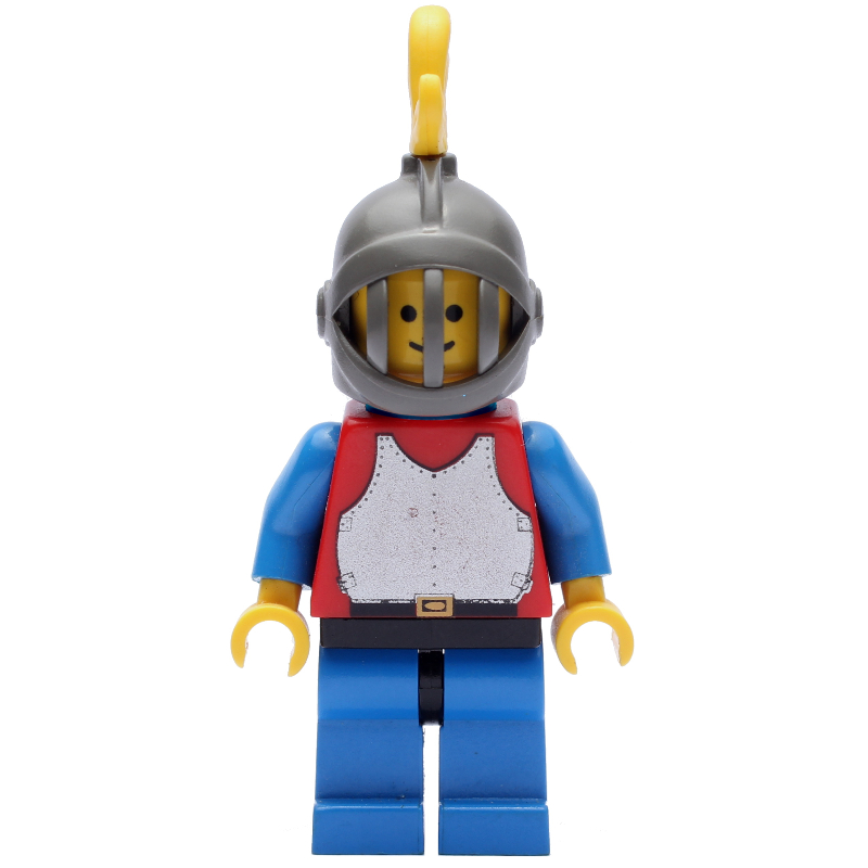 Lego Knight (Breastplate on Red) - Blue Legs, Yellow Plume, Plastic Cape