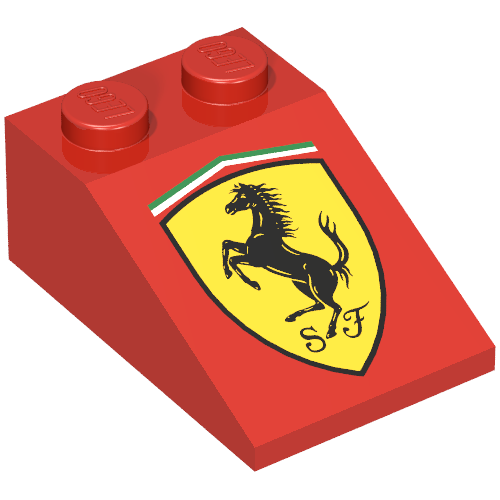 Lego Brick Sloped 33° 3 x 2 with Ferrari Logo Print / Red