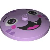Dish 4 x 4 Inverted [Radar] with Cat Face, Open Mouth, Fang Lavender Streaks Print