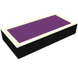Tile 1 x 2 with White and Purple Square Print / Black
