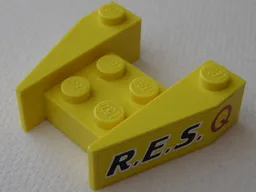 Wedge 3 1/2 x 4 without Stud Notches with Black 'R.E.S.' and Red 'Q' on Yellow Background Pattern on Both Sides (Stickers) - Set 6462