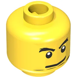 Minifig Head, Eyebrows, Crows Feet with Open Mouth Scared / Mischievous Print / Yellow