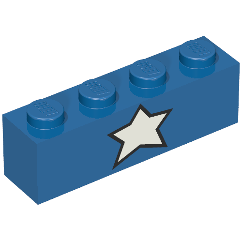 Lego Brick 1 x 4 with Captain America White Star Print (SDCC Brickheadz) / Blue