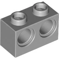 Technic Brick 1 x 2 [2 Pin Holes] / Light Bluish Gray