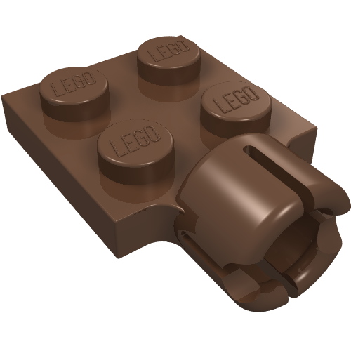 Lego Plate Special 2 x 2 with Towball Socket, Short, 4 Slots / Brown