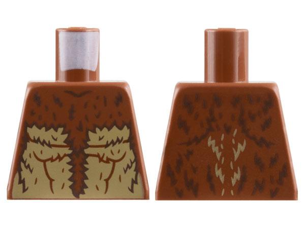 Lego Torso Dark Brown Fur, Dark Tan Stomach with Muscles Outline Pattern
