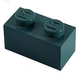 Modulex Brick 1 x 2 with M on Stud / Modulex Teal Blue