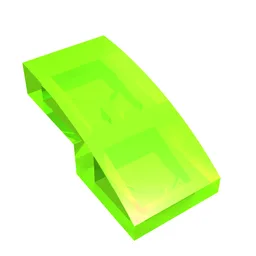 Brick Curved 2 x 1 No Studs [1/2 Bow] / Trans-Bright Green