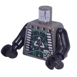 Torso, Insectoids Green Circuitry, Silver Hose on Sides Print, Black Arms and Hands