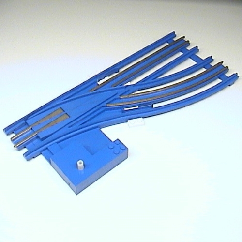 Lego Vehicle Track, Train, 12V Switch Point Right, Type 1 Manual [Complete Assembly] / Blue