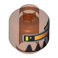 Lego Minifig Head Magma Commander, Robot Large Black Teeth Print [Blocked Open Stud] / Trans-Neon Orange