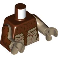 Lego Torso, Tan/Dark Brown Fur print, Dark Tan Arms and Hands / Reddish Brown