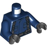 Lego Torso Jacket, Pockets, Straps, and Utility Belt Print, Dark Blue Arms, Black Hands / Dark Blue