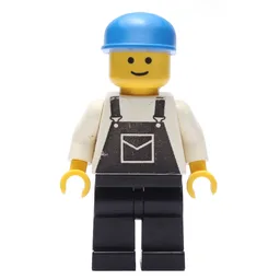 Man, Black Overalls, Blue Cap