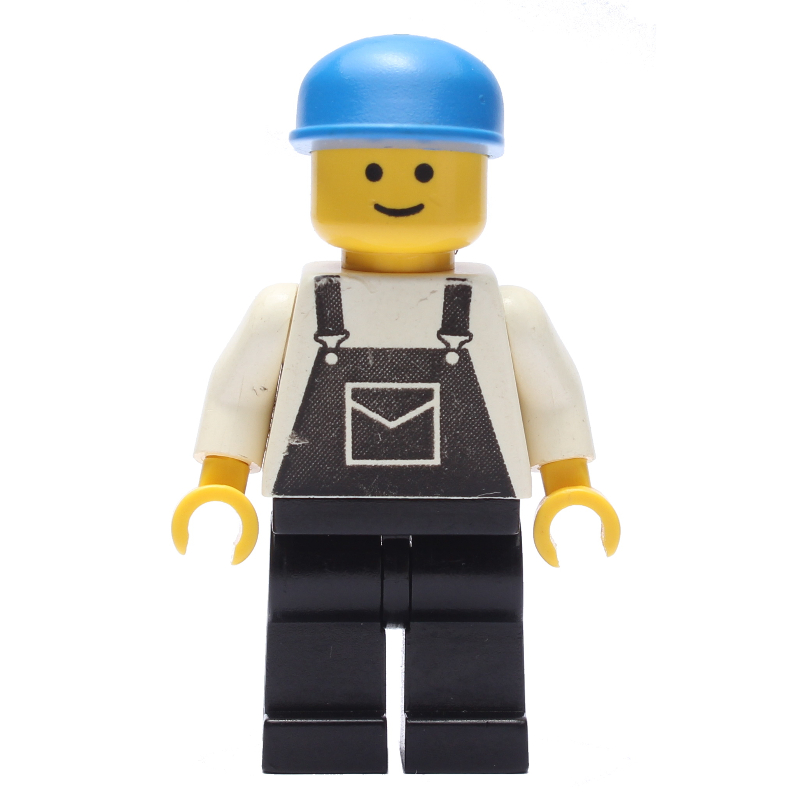 Lego Man, Black Overalls, Blue Cap