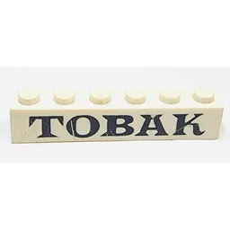 Brick 1 x 6 with 'TOBAK' Serif Black Print / White