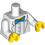 Lego Torso Lab Coat, White Shirt, Azure Bow Tie Print, White Arms, Yellow Hands / White