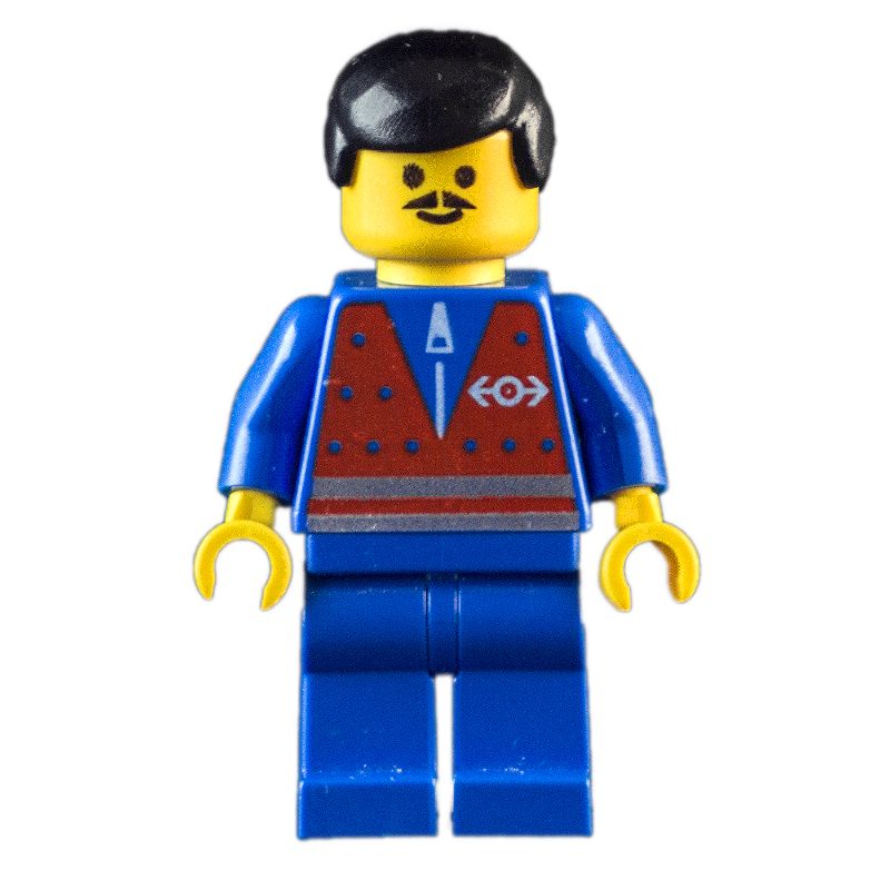 Lego Blue Torso, Blue Legs, Black Hair, Mustache
