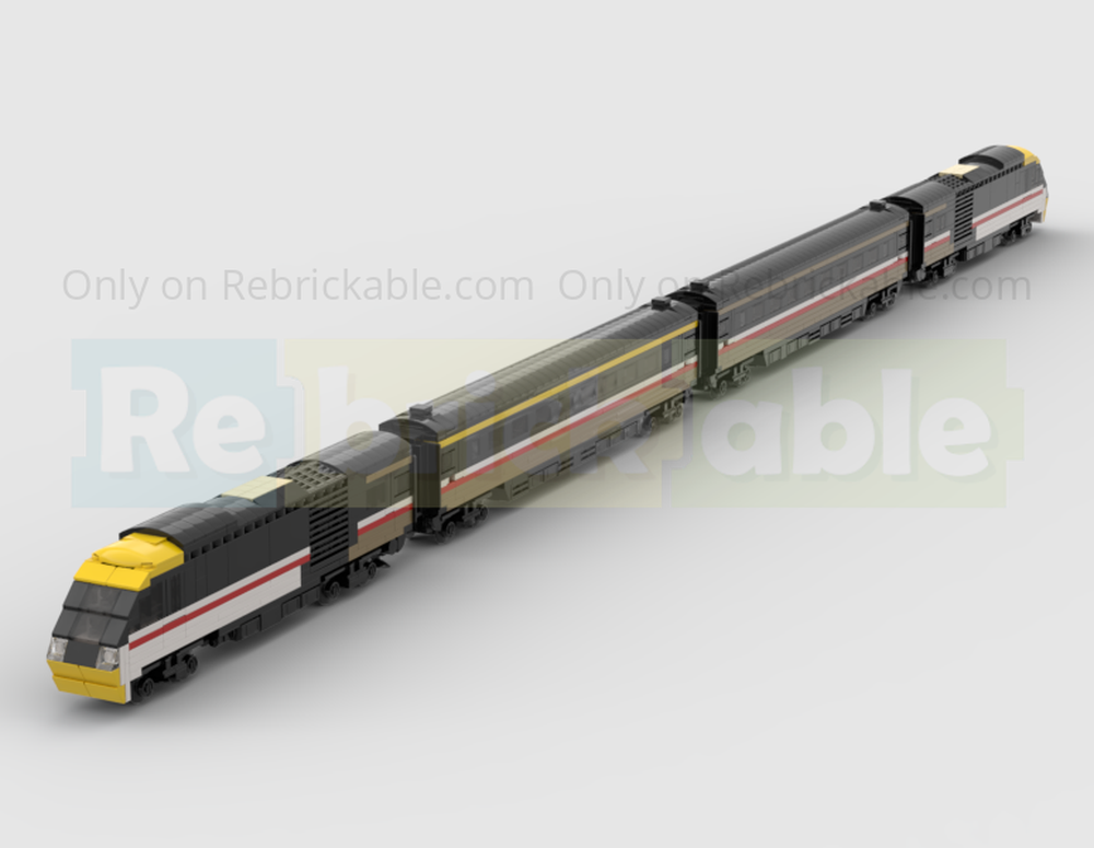 Lego 4-Wide Intercity 125 HST Train Set - Two Power Cars & Two MK3 Carriages