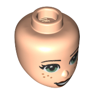 Lego Minidoll Head Sand Green Eyes, Dark Red Lips, Freckles / Light Nougat