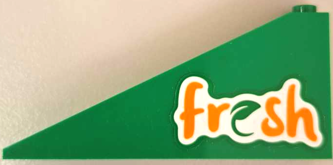 Lego Slope 25 8 x 1 x 3 with Orange and Green 'fresh' Pattern (Sticker) - Set 60347