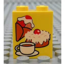 Brick 1 x 2 x 2 with Ice Cream, Cake and Coffee Print