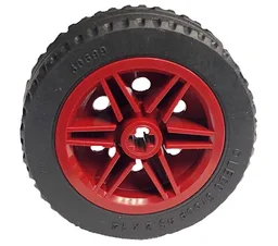 Wheel 30mm D. x 14mm with Black Tire 43.2 x 14 Solid (56904 / 30699) / Dark Red