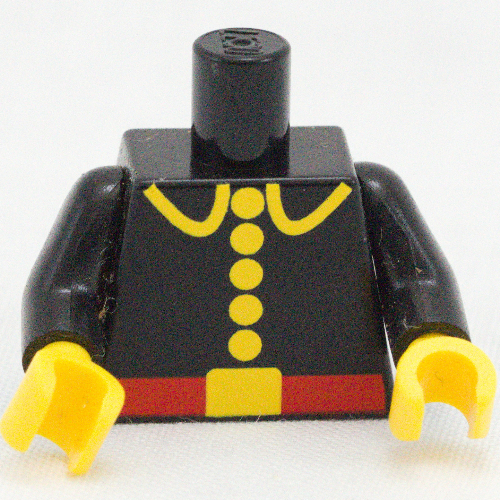 Lego Torso Fire Uniform Five Button Print, Black Arms, Yellow Hands / Black