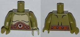 Torso Cyclops with Fur and Belt with Skull and Jewels Pattern / Olive Green Arms / Olive Green Hands
