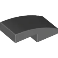 Brick Curved 2 x 1 No Studs [1/2 Bow] / Dark Bluish Gray