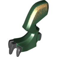 Lego Creature Body Part, Dragon Leg, Left with Black Claws and Metallic Gold Hip Print / Dark Green