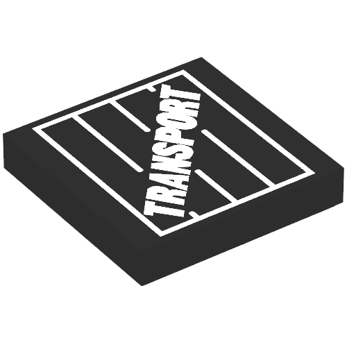 Lego Tile 2 x 2 with Transport Text on Crate Print / Black