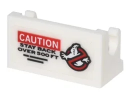 Hinge Brick 1 x 2 Base with Ghostbusters Logo, 'CAUTION' and 'STAY BACK OVER 500 FT' Pattern (Sticker) - Set 75828