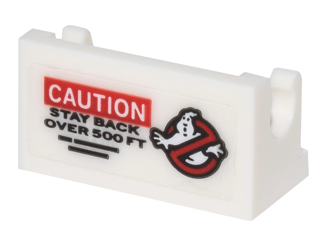 Lego Hinge Brick 1 x 2 Base with Ghostbusters Logo, 'CAUTION' and 'STAY BACK OVER 500 FT' Pattern (Sticker) - Set 75828