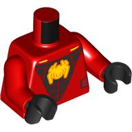 Lego Torso, Black Muscles, Yellow Spider-Man Logo print, Red Arms, Black Hands / Red