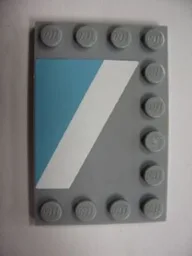 Tile, Modified 4 x 6 with Studs on Edges with White Diagonal Stripe Left and Maersk Blue Pattern (Sticker) - Set 10219