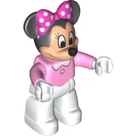 Duplo Figure Minnie Mouse with Bright Pink Top - White Legs / Bright Pink