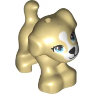 Animal, Dog, Small Standing with Medium Azure Eyes, White Face Print / Tan