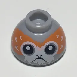 Brick Round 1.5 x 1.5 Dome Top with Porg with Short Forehead Feathers Print / Light Bluish Gray