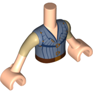 Lego Minidoll Torso Boy with Light Nougat Arms and Hands with Tan Sleeves and Sand Blue Shirt Print / Light Nougat