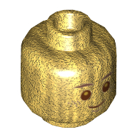 Lego Minifig Head Ron Weasley, Thin Eyebrows, Smile Print / Pearl Gold