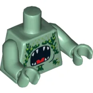Torso Barracuda with Open Mouth and Seaweed Print, Sand Green Arms and Hands / Sand Green