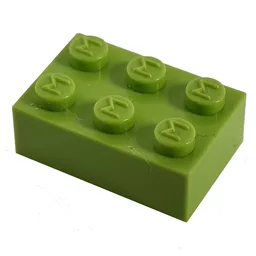 Modulex Brick 2 x 3 with M on Studs / Modulex Pastel Green