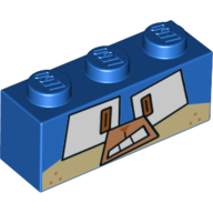Lego Brick 1 x 3 with Puppycorn, Square Eyes Print / Blue