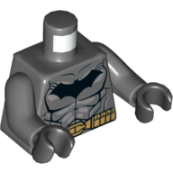 Lego Torso Armor, Batman Logo with Muscles, Light Bluish Gray Shadow and Gold Belt Print, Dark Bluish Gray Arms, Black Hands / Dark Bluish Gray