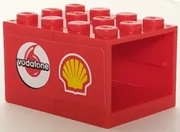 Stickered Assembly 4 x 3 x 2 with Shell and Vodafone Logos Pattern Model Right Side (Sticker) - Set 8672