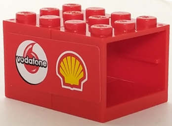 Lego Stickered Assembly 4 x 3 x 2 with Shell and Vodafone Logos Pattern Model Right Side (Sticker) - Set 8672