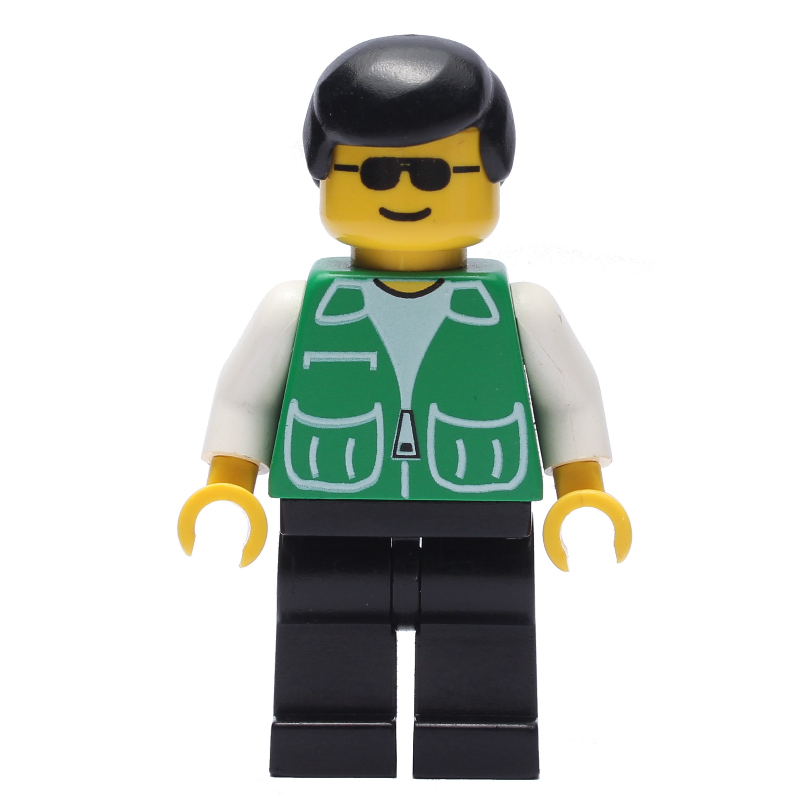 Lego Man, Green Jacket, Black Legs, Black Cap